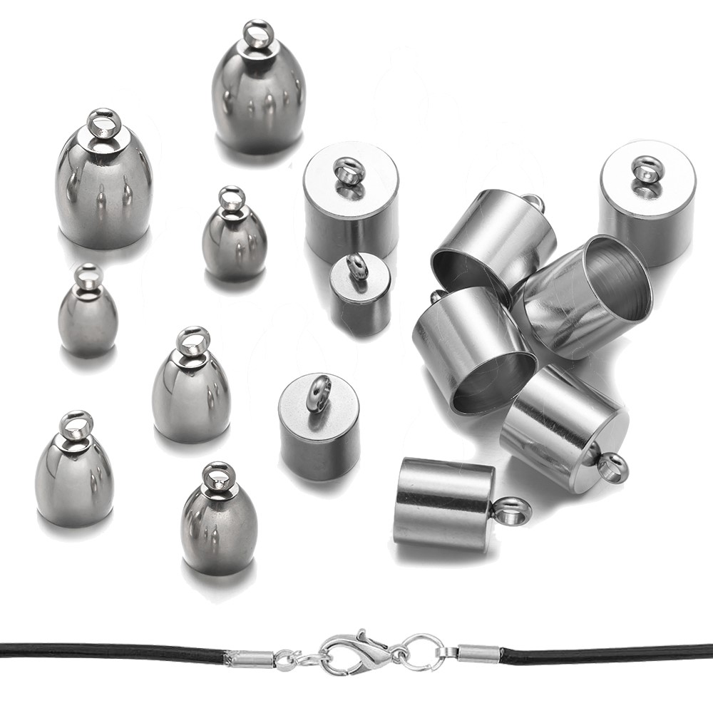 Patent Leather Shine - 20pcs Tube End Caps Stainless Steel
