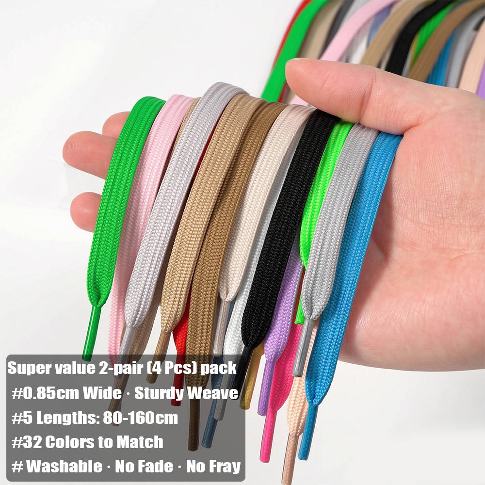4Pcs(2 Pairs) Flat Shoelaces 0 - Lace Replacement Flat 评论和价格