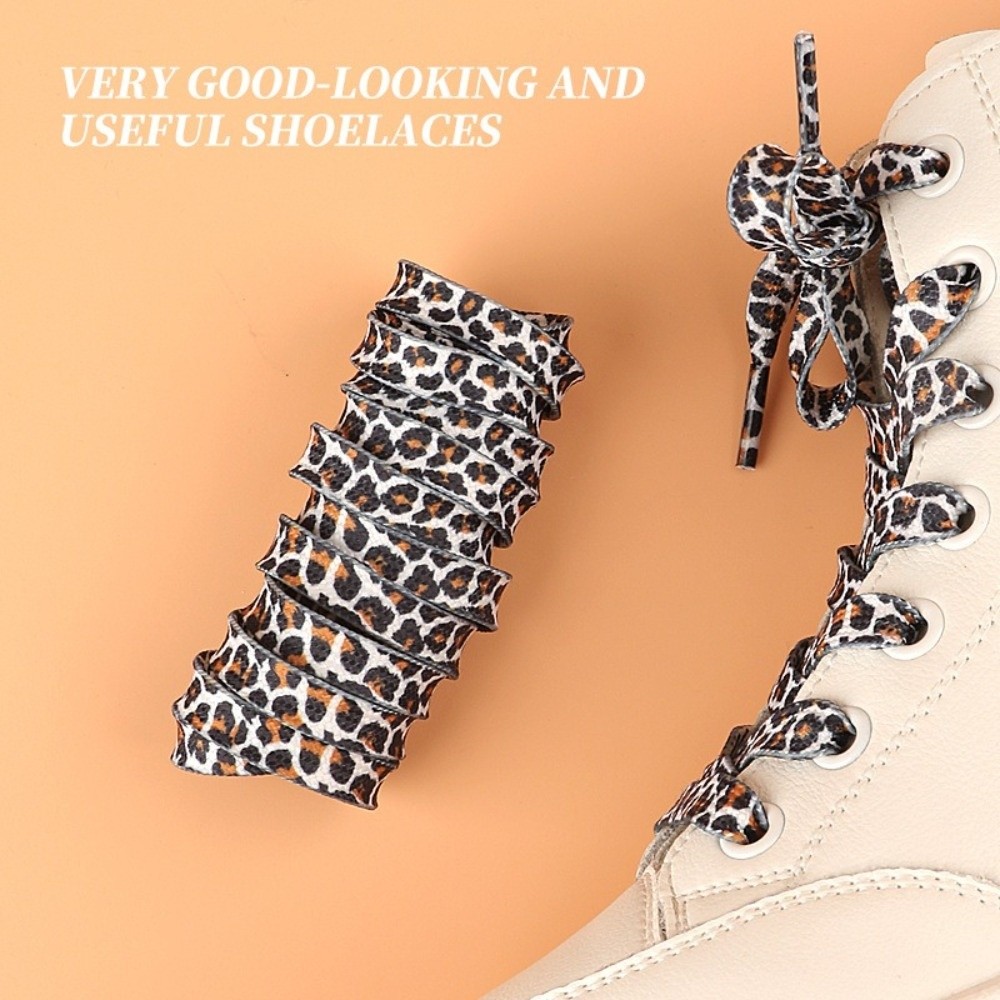 1Pair 120CM Fashion Leopard Pr - Lace Replacement Flat 评论和价格