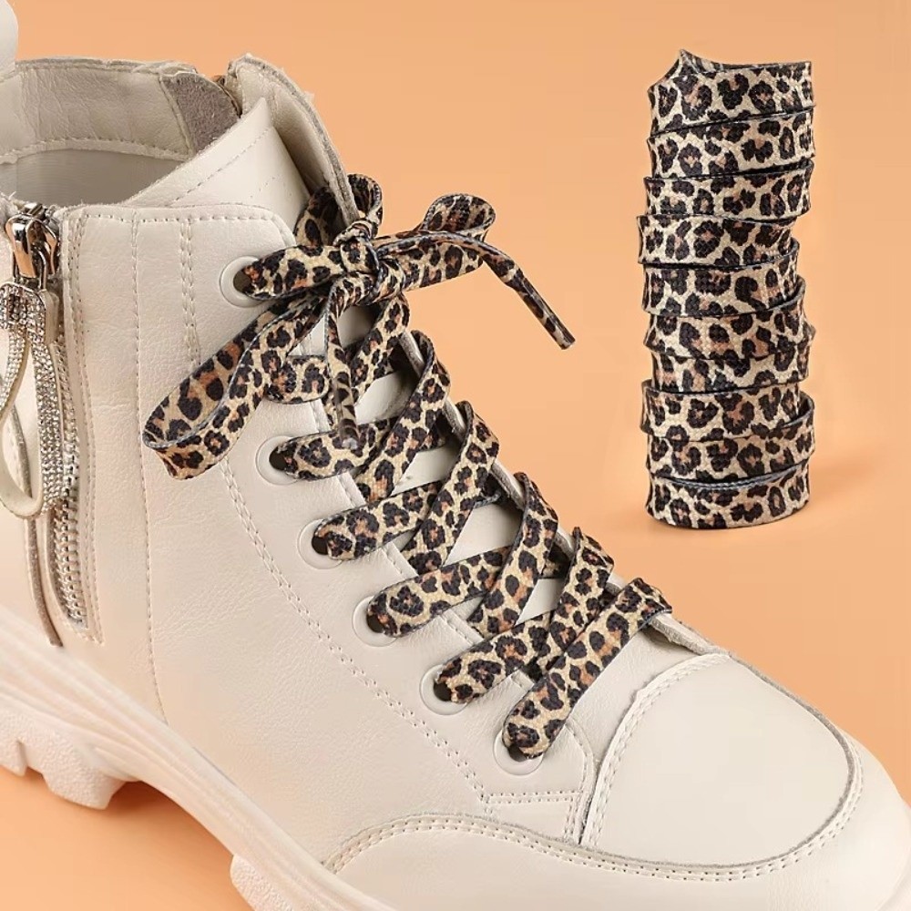 1Pair 120CM Fashion Leopard Pr - Lace Replacement Flat 评论和价格