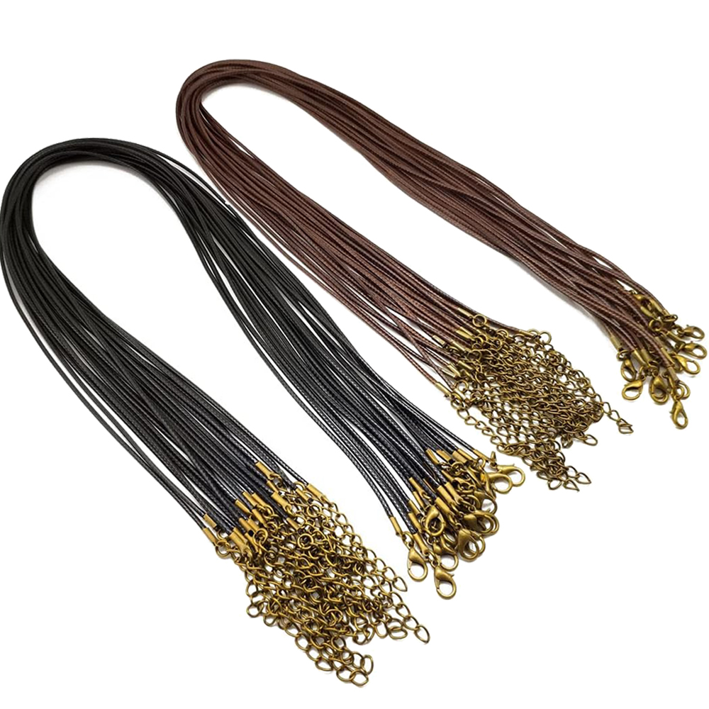 20pcs 45cm Brown Waxed Necklac - Patent Leather Shine 评论和价格