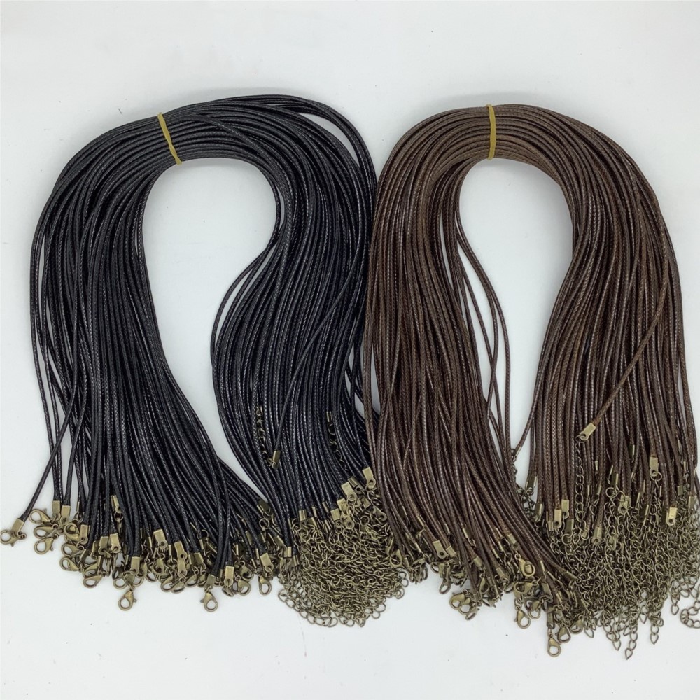 20pcs 45cm Brown Waxed Necklac - Patent Leather Shine 评论和价格