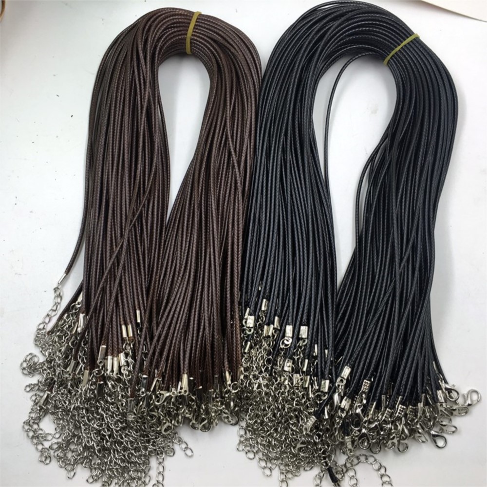 20pcs 45cm Brown Waxed Necklac - Patent Leather Shine 评论和价格
