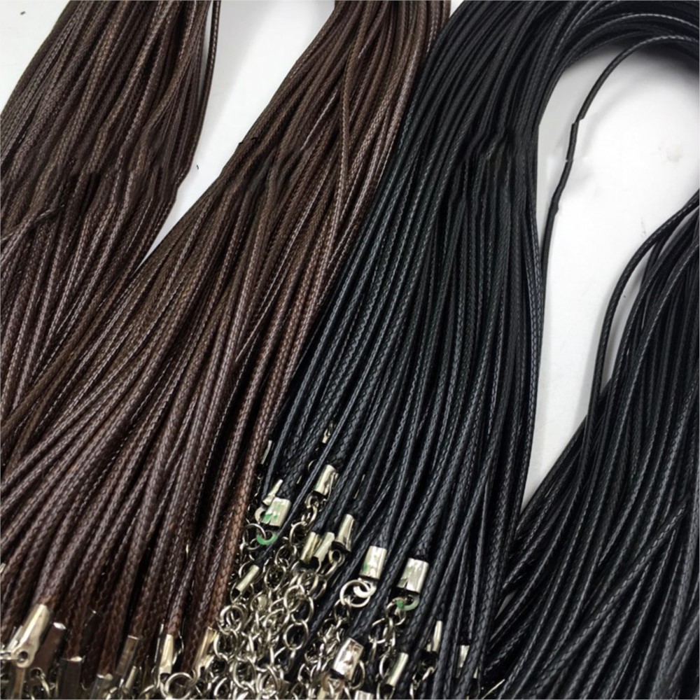 20pcs 45cm Brown Waxed Necklac - Patent Leather Shine 评论和价格