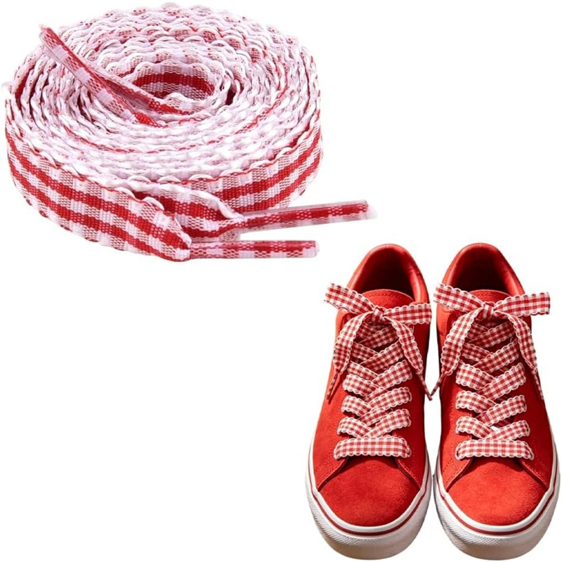 1 Pair Checkered Flat Shoelace - Lace Replacement Flat 评论和价格