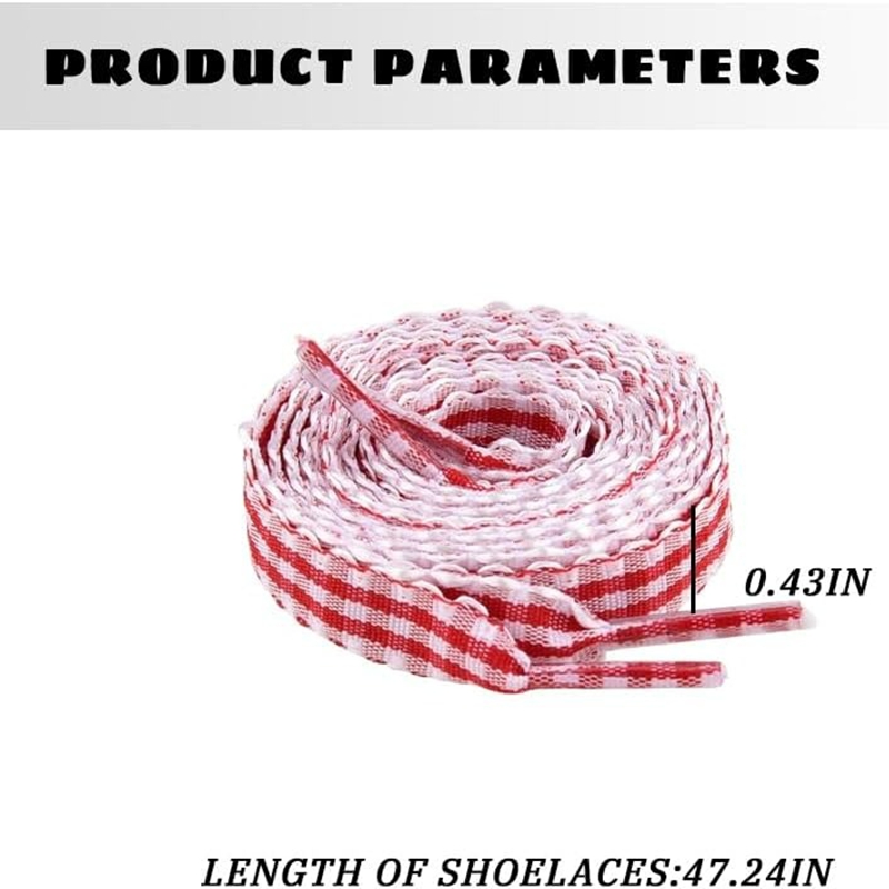 1 Pair Checkered Flat Shoelace - Lace Replacement Flat 评论和价格