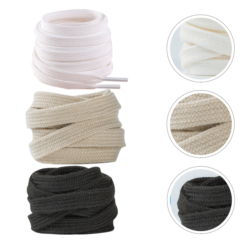 3Pairs Shoelaces Pure Color Fl - Lace Replacement Flat 评论和价格